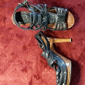 Black, double-strap sandals